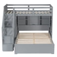thumbnail image 5 of Harper & Bright Designs L-Shaped Bunk Bed Twin over Full Size with Wardrobe and Bookshelf, Storage Stairway Bunk Bed with USB Charging Station and LED Light for Bedroom, Gray, 5 of 16