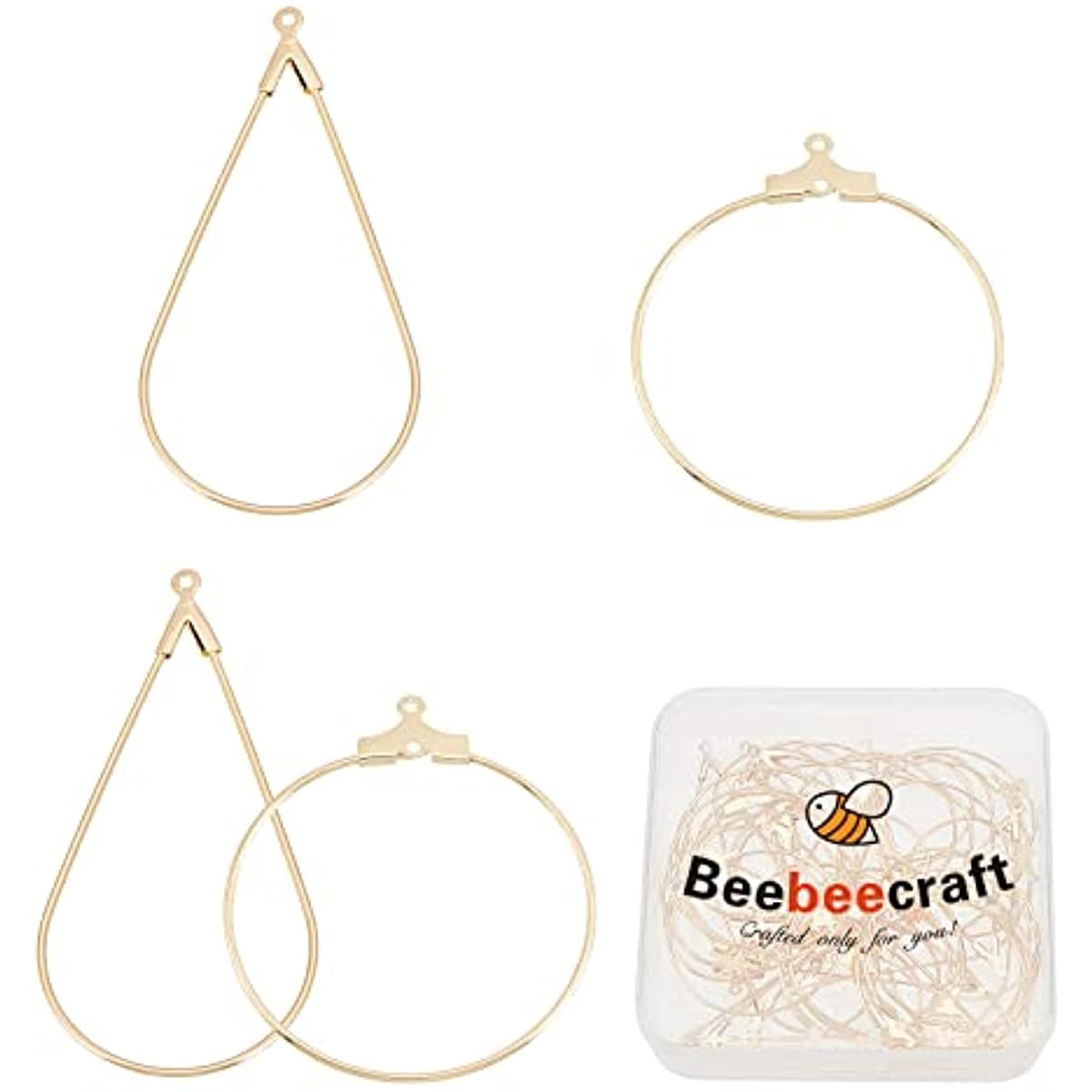 Brass 18K Gold Plated Circle Ear Wire Blank Hoops Earrings Loop