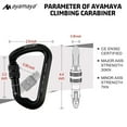 thumbnail image 6 of 4 PACK Climbing Carabiner Aluminum D Shape Locking Carabiner Clip Screwgate Carabiners Heavy Duty 30KN Screw Lock Caribiner Hook Sport Tools for Outdoor Rock Climbing for Men Women (4 Colors), 6 of 7