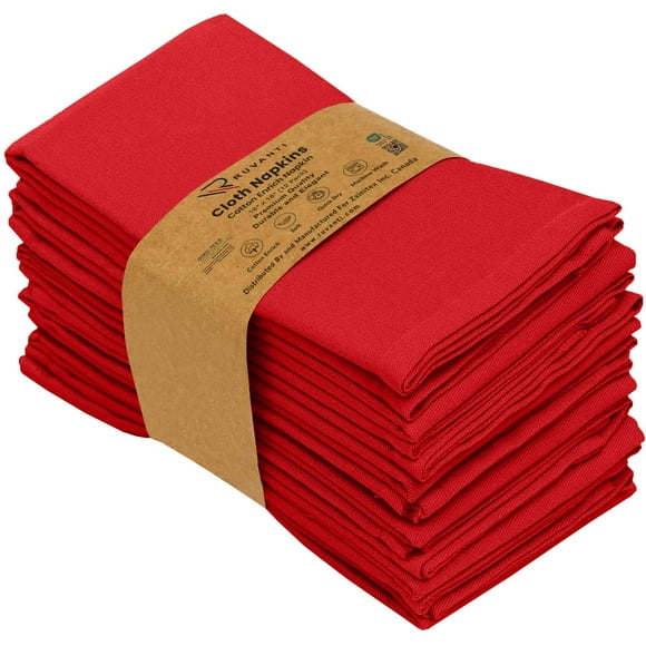 Juego de 12 servilletas de tela RUVANTI, mezcla de algodón lavable de 45 x 45 cm