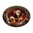 thumbnail image 2 of Sahpxhe Christmas Round Area Rug, 3D Optical Illusion Santa Chimney Pattern Door Mat for Home Porch Indoor Holiday Decor, 2 of 6