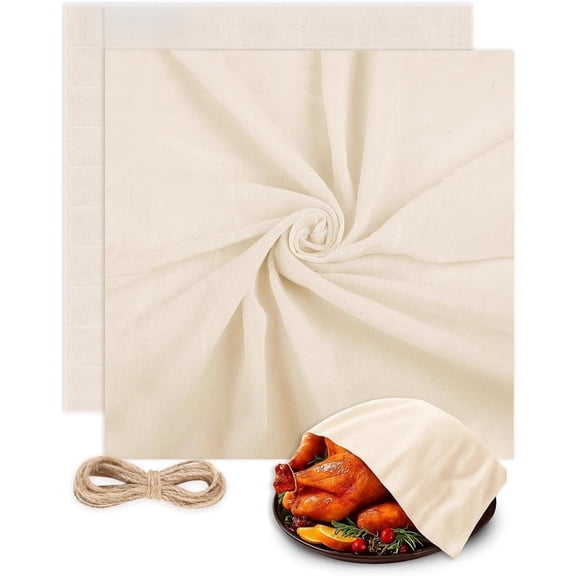 2pcs Reusable Cheesecloth with 2m Natural Twine for Cooking Baking Turkey Roast