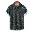 thumbnail image 4 of Blusa y camisa de manga corta con cuello vuelto para hombre, informal, a la moda, con estampado navideño, bolsillo, botones, blusa de manga corta con cuello vuelto, blusa de poliéster para hombre, 4 of 6