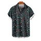 thumbnail image 4 of Blusa y camisa de manga corta con cuello vuelto para hombre, informal, a la moda, con estampado navideño, bolsillo, botones, blusa de manga corta con cuello vuelto, blusa de poliéster para hombre, 4 of 6