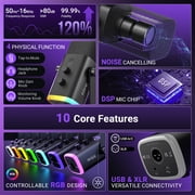 FIFINE AM8 Dynamic Microphone with Boom Arm Stand, USB XLR Gaming Microphone Kit for PC Computer PS5 with RGB, Mute, Headphone Jack for Streaming AM8T