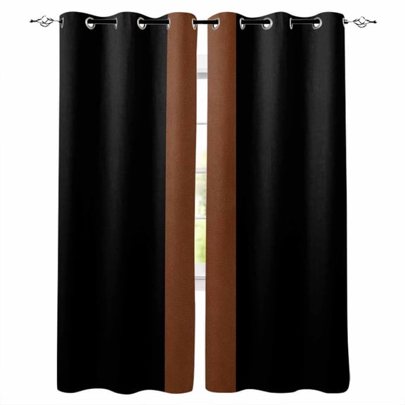 Black Brown Blackout Curtains 72 Inches Long, Contemporary Boho Modern Art Thermal Insulated Black Out Curtains, Darkening Window Curtain Drapes for Bedroom Living Room 52"x72" 2 Panels