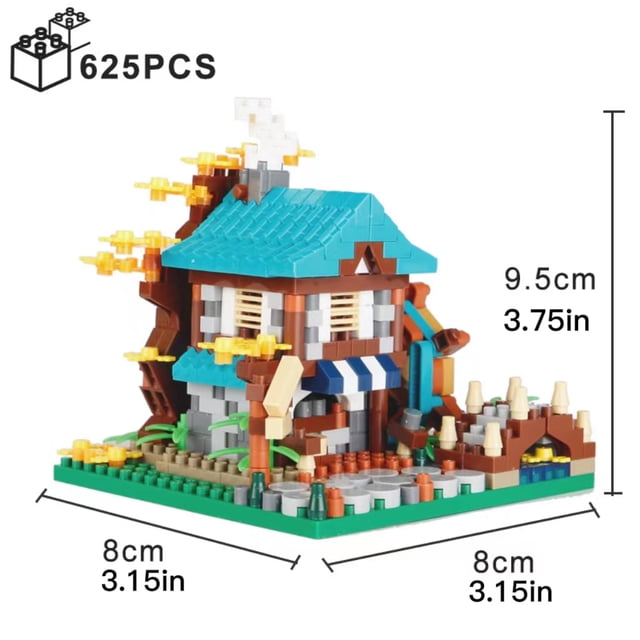 Four Season City, Street View, Sakura, Windmill Building Blocks, Fisherman's Cottage, Tree Assemble Bricks Toys For Kids/Boy/Children