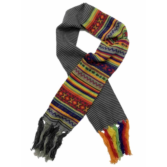 Capelli Womens Multi-Color Fair Isle & Stripe Knit Tassel Scarf