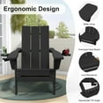 thumbnail image 3 of JUSTLET Outdoor Patio Chair with 2 Cup Holder, HDPE Folding Adirondack Chair, Black, 3 of 11