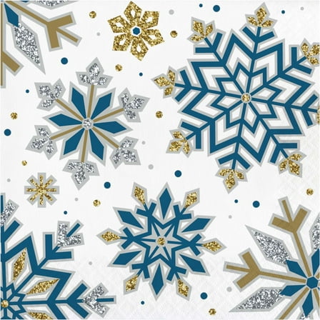 Whimsical Winter Snowflakes Paper Lunch Napkins 16 Per Pack