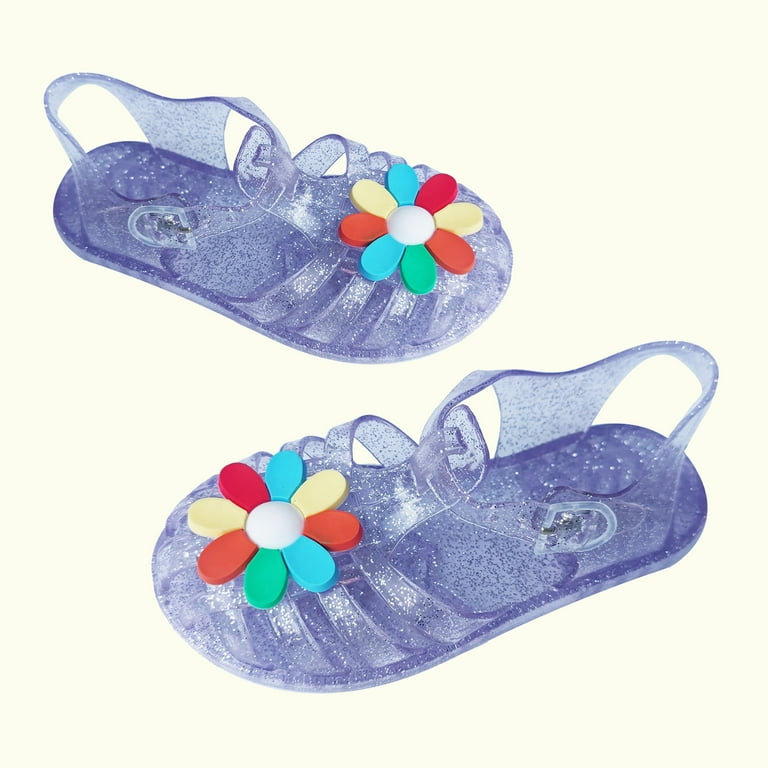 Lovskoo Little Girls Jelly Sandal for 5-6 Years Old Hollow Out Non-slip  Cute Fruit Soft Sole Beach Roman Sandals Blue 