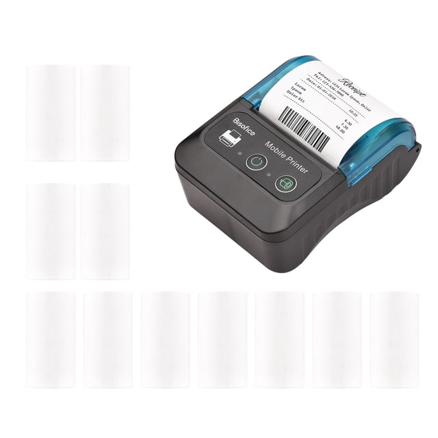 Bisofice Portable 58mm Receipt Thermal Printer 2 inches Mini Mobile Pocket Printers with 11 Thermal Paper Roll USB&Wireless BT Connection Compatible with Windows/Android/iOS for Office Marke