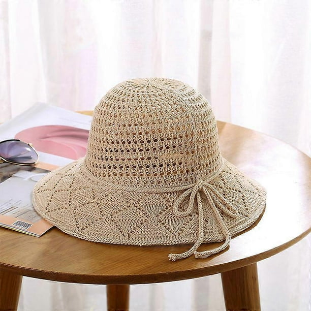 Women Sun Protective Hat Cotton Knitted Foldable Soft Breathable Beach Cap for Outdoor New