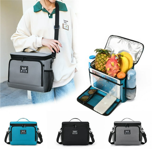 Xihbxyly Bolsa Térmica para Almuerzo, Impermeable, para Almacenar Alimentos, Enfriador de Papel de Aluminio, Correa Ajustable para El Hombro, Versátil para El Trabajo, Viajes o La Escuela, Duradera y