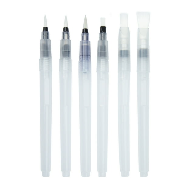 6 Pinceles De Agua Para Acuarela – Recargables, Con Depósito, Puntas Redondas Y Planas, 2–10 Mm, Estuche De 6