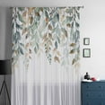 thumbnail image 5 of Green Brown Botanical Semi Sheer Curtains Drapes for Living Room, Bedroom, French Doors Window 84 Inches Long, Farmhouse Eucalyptus Leaves Rod Pocket Chiffon Curtain Drapery Voile Draperies Panel, 5 of 6