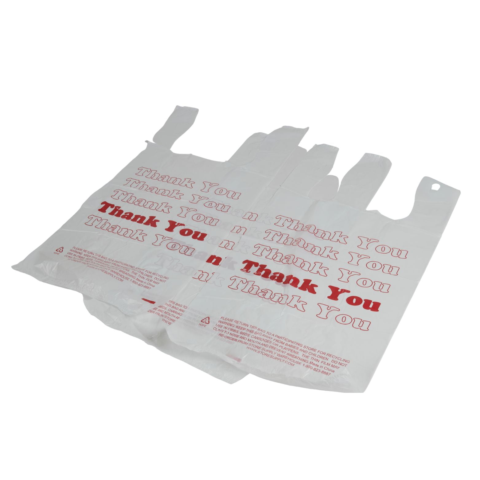 SSWBasics White Thank You Bags Case of 500-11 ½” x 6" x 21" - Thickness .48mil HDPE- Standard Supermarket Size  Perfect for Grocery  Retail  Convenience Stores  Take-Out and Home Use