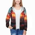 thumbnail image 3 of Cauagu Cat Watching City Sunset Print Sun Protection Jacket for Teen,Full-Zipper Long Sleeve Sun Shirts with Pockets UV Hoodie Shirts Outdoor Athletic Jacket-Large, 3 of 7