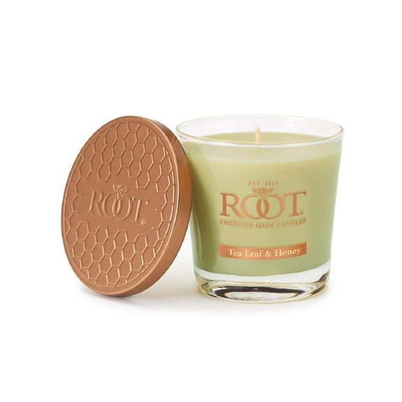 ROOT Candles Scented All Natural Beeswax Blend 6.3 oz Sm. Veriglass Filled Container, Tea Leaf & Honey, 1 ea.