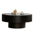 thumbnail image 6 of 31.5" Round Coffee Table with Handcrafted Relief, Sturdy Pedestal Wooden Tea Table, Circle Fluted Drum Coffee Table for Living Room, Black, 6 of 6