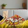 thumbnail image 3 of Hamsa Soft Flannel Fleece Throw Blanket, Sun Inspired Design Aura Energy Yoga Mantra Theme with Ornaments, Cozy Plush for Indoor and Outdoor Use, 50" x 70", Yellow Orange Brown, by Ambesonne, 3 of 5