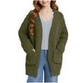 thumbnail image 5 of AHTJRT Cardigan Sweaters for Girls Boys Long Lenghth Long Sleeve Polar Fleece Outerwer with Pockets Warm Winter Fall Windproof Pullover Green 5-6 Years, 5 of 8