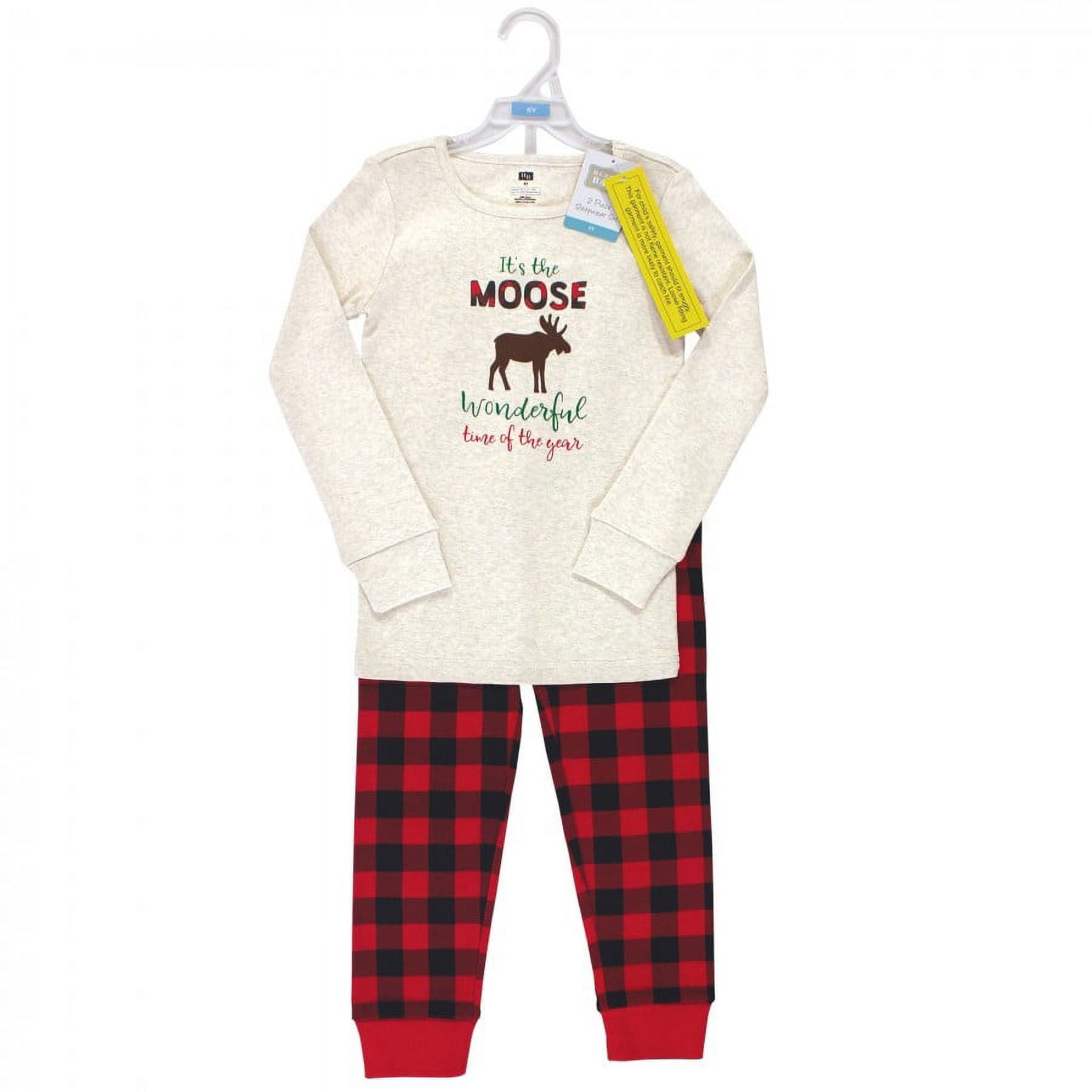 Hudson Baby Infant, Toddler and Kids Unisex Holiday Pajamas, Moose Wonderful Time Kids, 8 Years