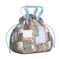 Pioneer Flower Drawstring Lunch Bag Women - Drawstring Lunch Bag Insulated for Work Office - Stain-Resistant Large Lunchbags for Women with Multi-Pockets