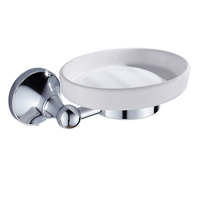 Jabonera Cuarto de baño de pared montado en la ducha de jabón de cerámica titular del plato de latón cromo titular Magideal Jabonera