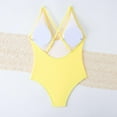 thumbnail image 5 of Dezsed Women's Solid Color V Neck Lace Up One Piece Swimsuit Tummy Control Bathing Suit Ladies Swimwear Yellow L, 5 of 5