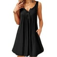 thumbnail image 3 of Femmes Robe Plissée Veste Robe Plissée T-shirt Casual Robe de Réservoir de Poche, Noir, XL, 3 of 7
