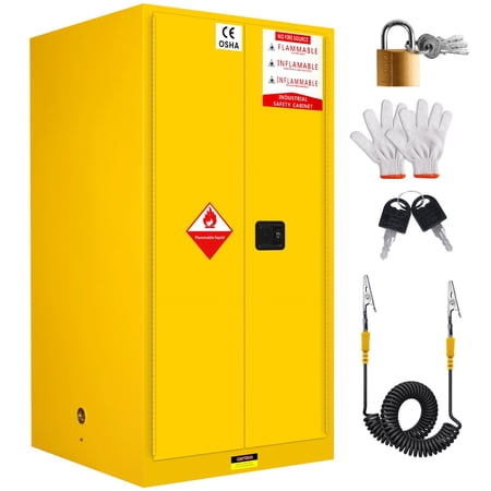 Zhuotong 90 Gallon Flammable Liquid Fire Safety Cabinet, 34"W x 34"D x 65"H Double-Walled Steel Storage Cabinet with 3-Point Lock, OSHA/CE Certified for Factory, Lab, Garage, Workshop