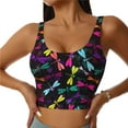 thumbnail image 3 of Goofa Colorful Dragonflies Printed Sports Bras for Women, High Impact Running Bra Workout Crop Tank Tops Longline Sports Bra Push up-, 3 of 9