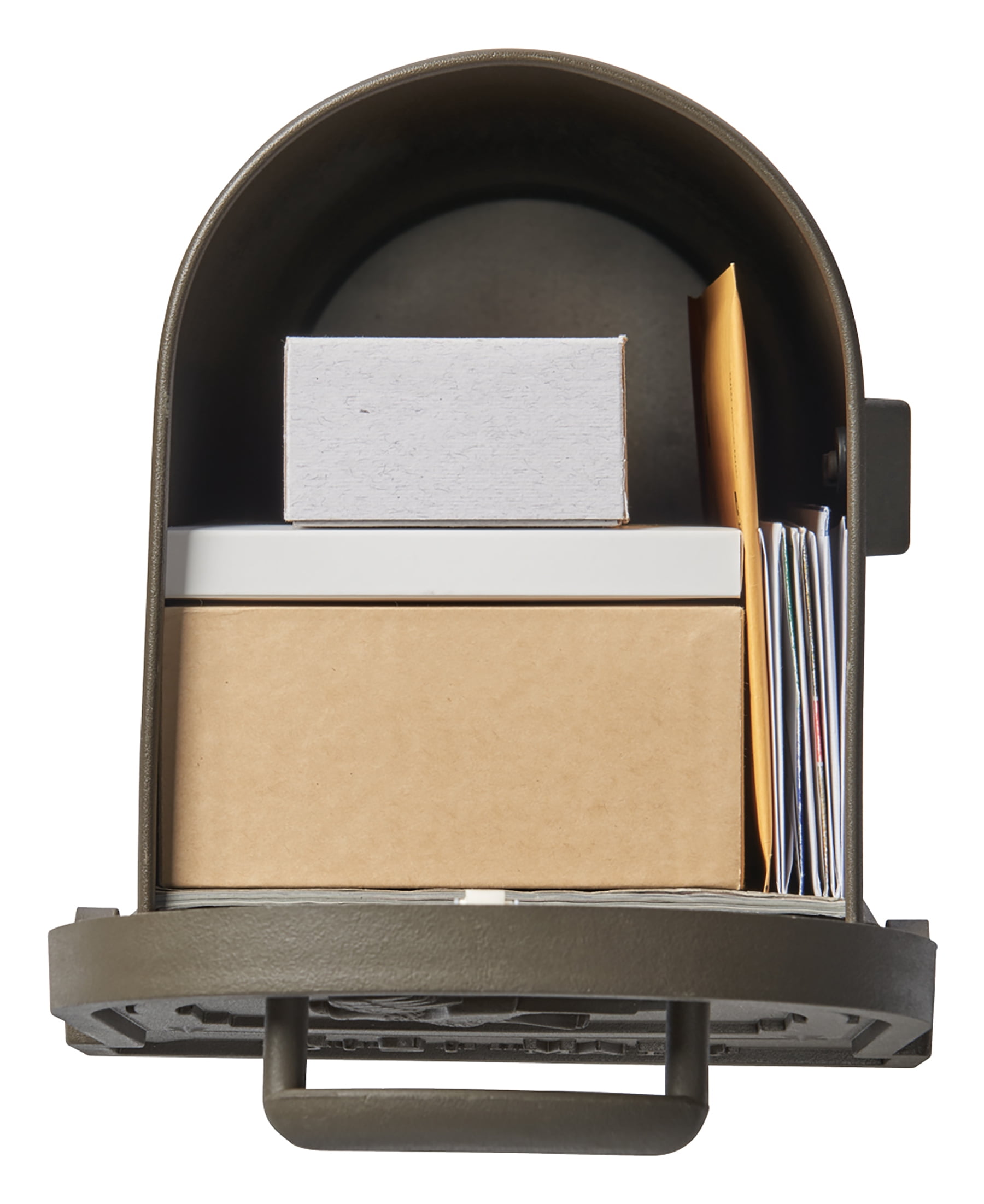 Architectural Mailboxes Arlington Galvanized Steel, Large, Post-Mount Mailbox in Textured Bronze