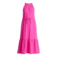 thumbnail image 4 of Time and Tru Women's Cotton Double Cloth Tiered Midi Dress, Sizes XS-XXXL, 4 of 4