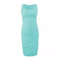 thumbnail image 2 of Lilgiuy Women Summer Sleeveless Maternity Dress Pregnancy Tank for Baby Shower Sleeveless Round Neck Solid Color Pleated Buttock Dress Blue, 2 of 4