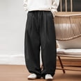 thumbnail image 2 of Men's Drapey Loose Casual Pants Japanese Retro Pleated Design Micro Leg Drawstring Long Pants, 2 of 5
