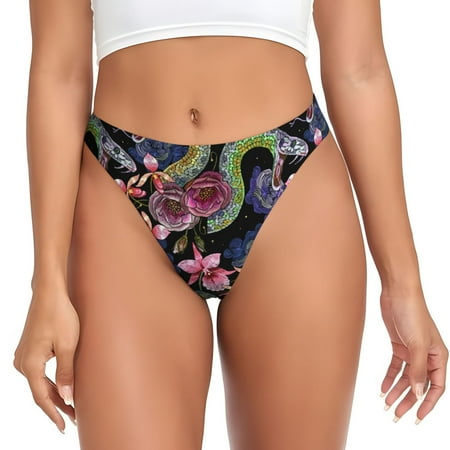 Sigee Snake And Flower for Women s G-String Panty  Low Rise  Soft Lace Perfect for Everyday Wear or Special Occasions-Small