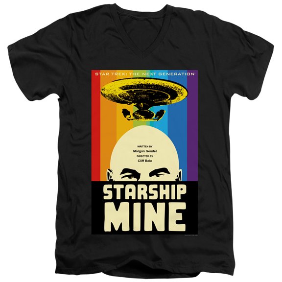 Star Trek Tng Season 6 Episode 18 Adult V-Neck 30/1 T-Shirt Black