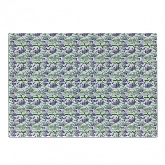 Botanical Cutting Board, Lavender and Peony Field Thriving Nature Efflorescence Freshness Garden Growth, Decorative Tempered Glass Cutting and Serving Board, Small Size, Multicolor, by Ambesonne