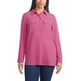 thumbnail image 5 of Hilary Radley Women's Roll Tab Sleeve Blouse, Button Down, Long Sleeve, Crinkle Top with Chest Pockets (US, Alpha, Medium, Regular, Regular, Dark Pink), 5 of 7