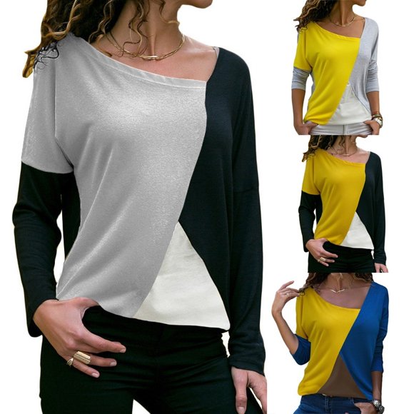 US Fashion Women's Long Sleeve Loose Blouse Casual Shirt Summer Tops T-Shirt
