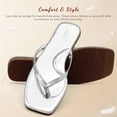 thumbnail image 3 of Womens Square Flip Flops, Patent Leather Flat Sandals with Memory Foam Insole, Non-Slip Lightweight Minimalist Open Toe Summer Vacation Dressy Beach Essentials Slippers, 3 of 7
