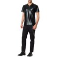 thumbnail image 2 of Lars Amadeus Men's Metallic Shiny Nightclub Short Sleeve Party Disco T-Shirt, 2 of 6