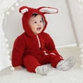 thumbnail image 3 of SYNPOS 0-12Months Baby Boys Girls Jumpsuit Snowsuit Hooded Thicken Cartoon Rabbit Ears Warm Fleece Pajamas Romper Outwear, 3 of 3