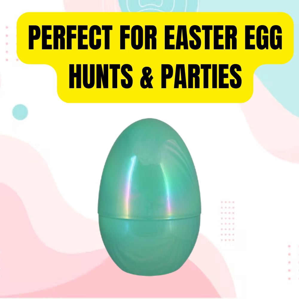 Greenbrier International Iridescent Jumbo Plastic Easter Egg 12 Inch, Reusable Fillable Egg for Hunts, Baskets & Crafts with BONUS LaPrima Morceau Bonbon