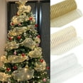 thumbnail image 4 of 26cm 10 Yards Gold Sliver Christmas Flower Wreath Mesh DIY Xmas Tree Ribbon Wedding Christmas Decoration Gift Wrapping Ribbon, 4 of 15