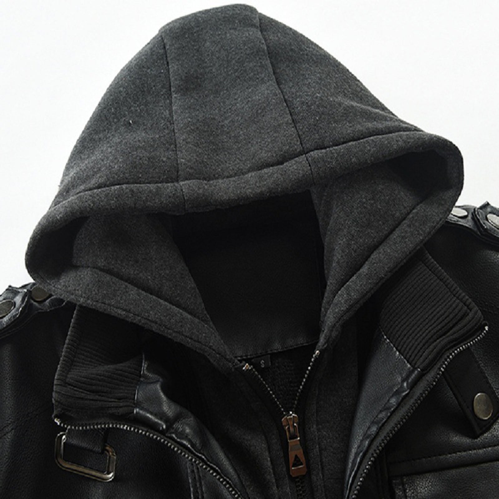guisaled Faux Pu Leather Jacket Men Full Zip Motorcycle Jacket Waterproof Windproof Moto Vintage Bomber Jackets with Hood Valentines Day s