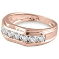 thumbnail image 2 of 10k Rose Gold 1.00 Carat (ctw) Round Cut Natural White Diamond 7-Stone Mens Anniversary Wedding Band Ring Men's Jewelry (Diamond Color: H-I, Clarity: I2) Ring Size-14, 2 of 6
