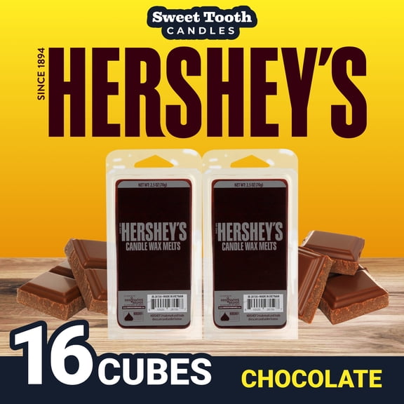Herhsey's Chocolate Wax Melts Cubes - 16 Pack of Wax Warmer Cubes - Candy Scented Wax Melts 2.5oz - Long Lasting Flameless Wax Cubes - Strong Scent Wax Melts